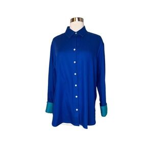 Hinson Wu Shirt XL Blue Teal Long Sleeve Double Face Shirt